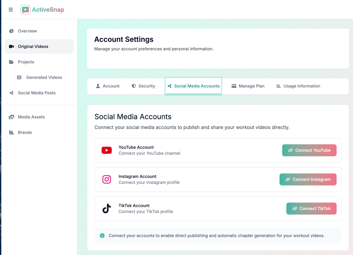 Social media account connections
