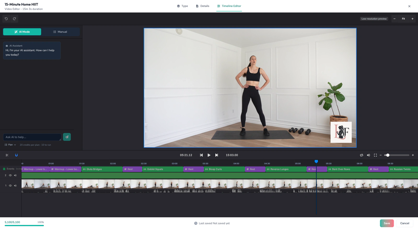 Raw session in the timeline editor, straight off the camera, no overlays applied yet